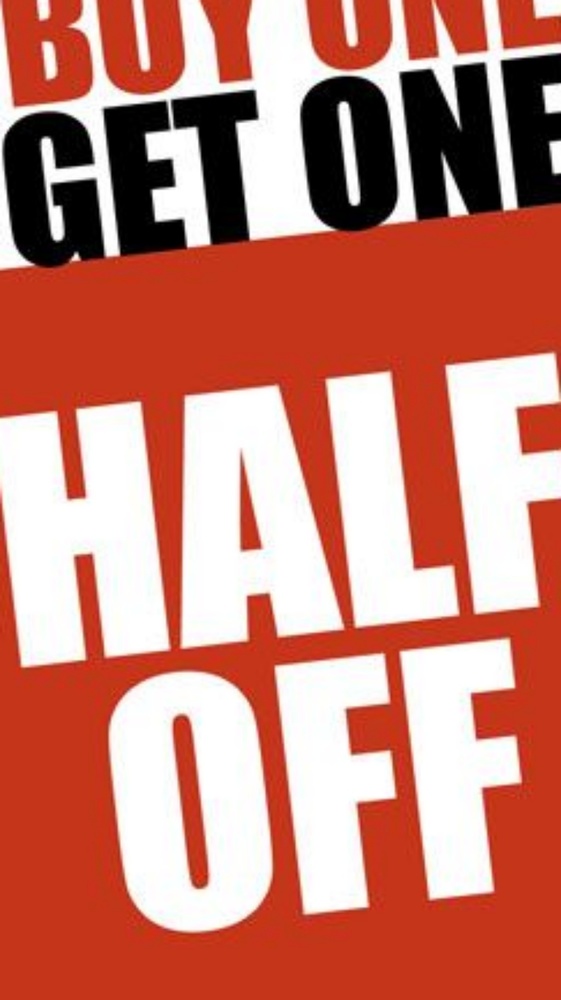 BUY 1 GET 1 50% OFF